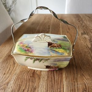 Stunning 1930's Vtg Royal Winton Grimwades Highland Cattle Biscuit Barrel-Jar